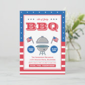 Zomergrill op 4 juli Patriottische BBQ-feestvlag Kaart (Staand voorkant)