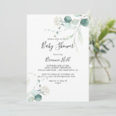 Zomergroen Eucalyptus gebladerte Baby shower Kaart (Staand voorkant)