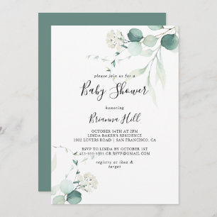 Zomergroen Eucalyptus gebladerte Baby shower Kaart
