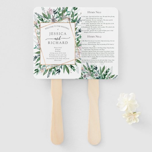 Zomergroen rustiek lijst, Hand Fan Handwaaier (Voorkant en achterkant)