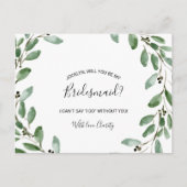 Zomergroen Tropische Eucalyptus Bruidsmeisje Uitnodiging Briefkaart (Voorkant)