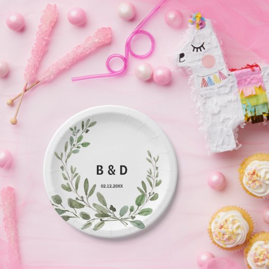 Zomergroen Tropische Eucalyptus bruiloft Papieren Bordje (Feest)