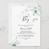 Zomergroene eucalyptus Het is een Baby shower voor Kaart (Voorkant)