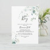 Zomergroene eucalyptus Het is een Baby shower voor Kaart (Staand voorkant)
