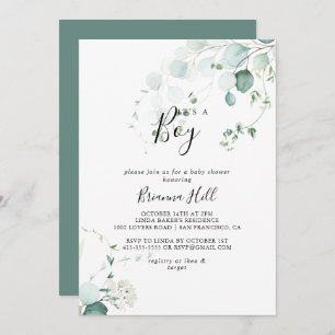 Zomergroene eucalyptus Het is een Baby shower voor Kaart