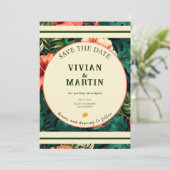 Zomergroene tropische bloem Bewaar de datum Kaart (Staand voorkant)