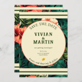 Zomergroene tropische bloem Bewaar de datum Kaart (Voorkant / Achterkant)