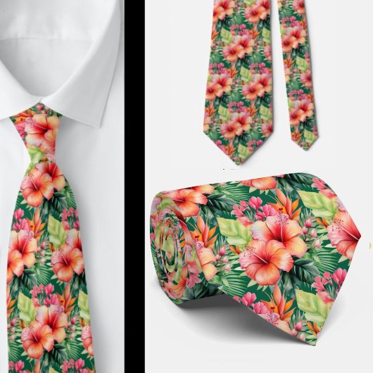 Zomerhalsband | Tropische Hibiscus Stropdas