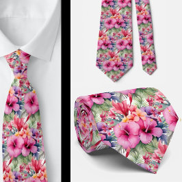 Zomerhalsband | Tropische Hibiscus Stropdas