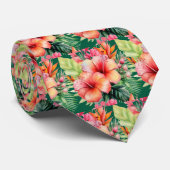 Zomerhalsband | Tropische Hibiscus Stropdas (Opgerold)