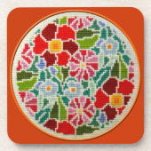 Zomerherinneringen, geborduurd rond ornament bier onderzetter (Voorkant)