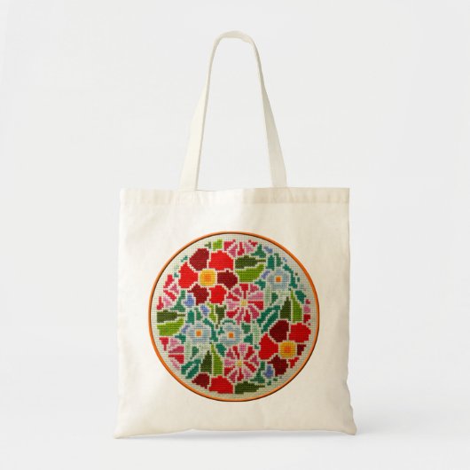 Zomerherinneringen, geborduurd rond ornament tote bag (Voorkant)