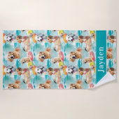 Zomerhonden gepersonaliseerd kleurrijk patroon strandlaken (Voorkant)