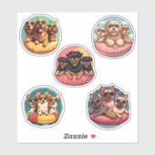 Zomerhonden in zwembadvloeren sticker (Vel)