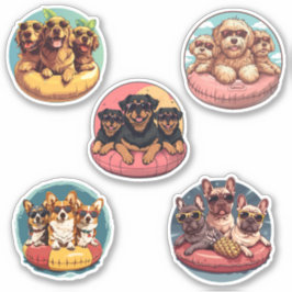 Zomerhonden in zwembadvloeren sticker