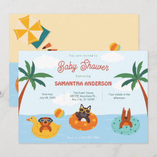 Zomerhonden op het strand Baby shower Kaart