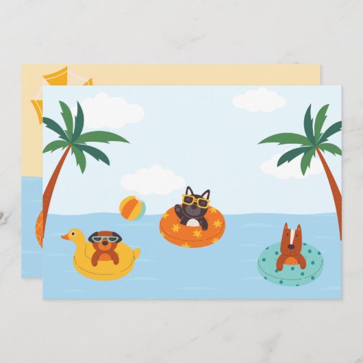 Zomerhonden op het strand feestdagenkaart (Voorkant / Achterkant)