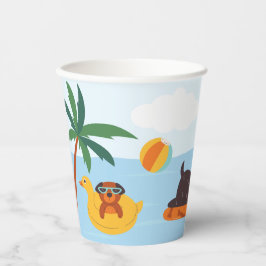 Zomerhonden op het strand papieren bekers