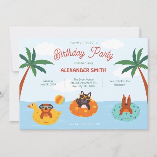 Zomerhonden op het strand verjaardag kaart (Voorkant)