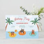 Zomerhonden op het strand verjaardag kaart (Staand voorkant)