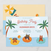 Zomerhonden op het strand verjaardag kaart (Voorkant / Achterkant)
