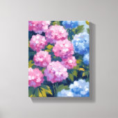 zomerhortensia's | Roze & Blauwe Kustbloemen Canvas Afdruk (Voorkant)