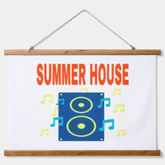 ZOMERHUIS LUIDSPREKER & NOTITIES RODE LETTERS  HANGEND WANDKLEED