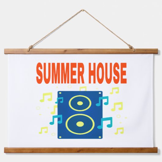 ZOMERHUIS LUIDSPREKER & NOTITIES RODE LETTERS  HANGEND WANDKLEED (Voorkant)