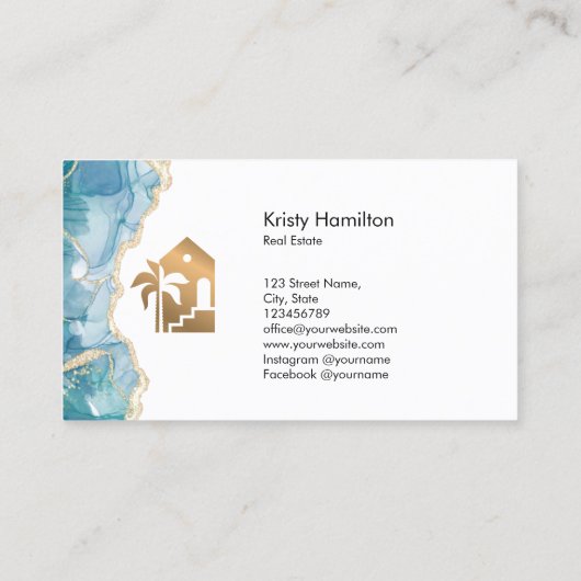 zomerhuisje en ontbijtpalm visitekaartje (Achterkant)