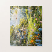 Zomerhuisje met bloemenweide legpuzzel (Verticaal)