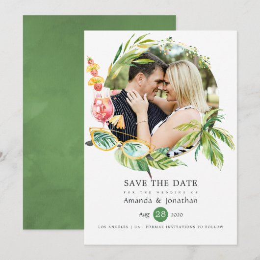Zomerhuwelijksfotocollage Save The Date (Voorkant / Achterkant)