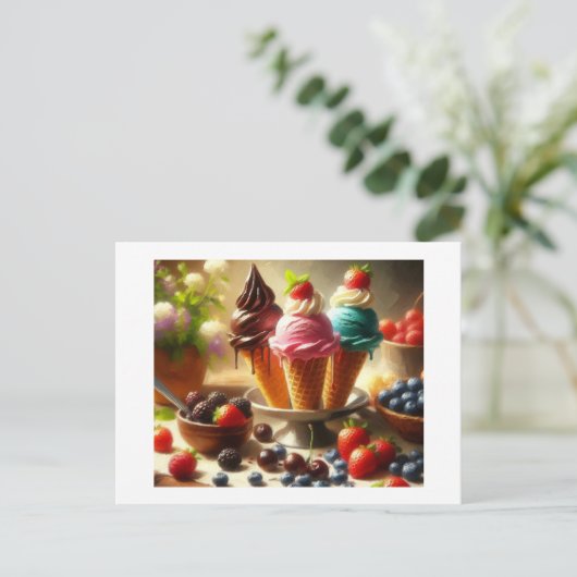 Zomerijs en fruit, briefkaart (Staand voorkant)