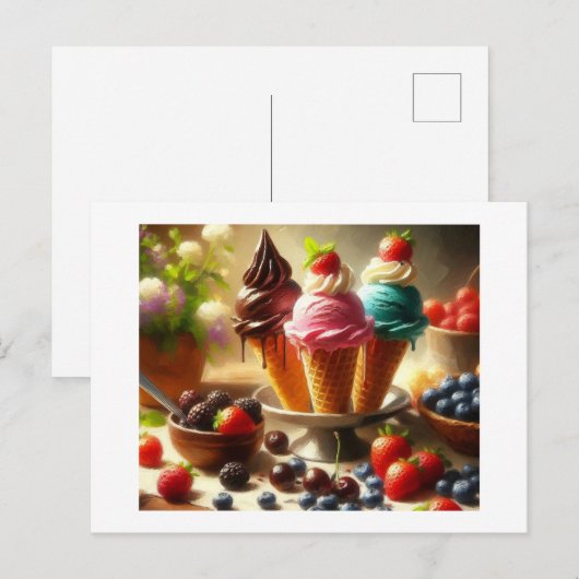 Zomerijs en fruit, briefkaart (Voorkant / Achterkant)