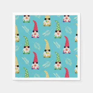 Zomerkabouters met fruit op een Blauw Patroon Servet