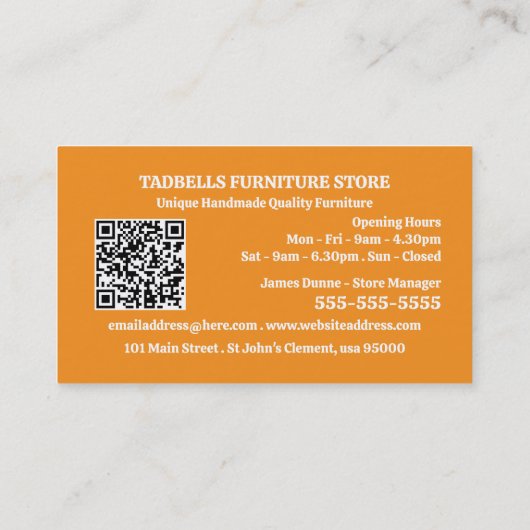 Zomerkamer - Meubelwinkel Verkoop Visitekaartje (Achterkant)