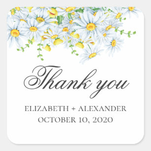 Zomerkamille dank je wel. Lente bloemen bruiloft Vierkante Sticker