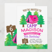 Zomerkamp, Camping Verjaardag Uitnodiging (Voorkant / Achterkant)