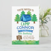 Zomerkamp, Camping Verjaardag Uitnodiging (Staand voorkant)