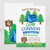 Zomerkamp, Camping Verjaardag Uitnodiging (Voorkant / Achterkant)