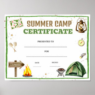 Zomerkamp certificaat bewerkbaar poster