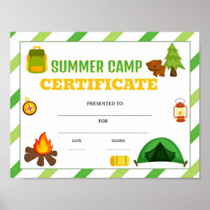 Zomerkamp certificaat bewerkbaar poster