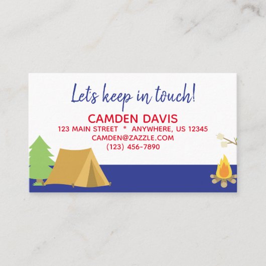 Zomerkamp Contact Kaart Visitekaartje (Voorkant)
