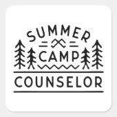 Zomerkamp counselor personeel vierkante sticker (Voorkant)