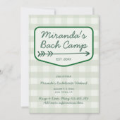 Zomerkamp Gingham Bachelorette Weekendschema Kaart (Voorkant)