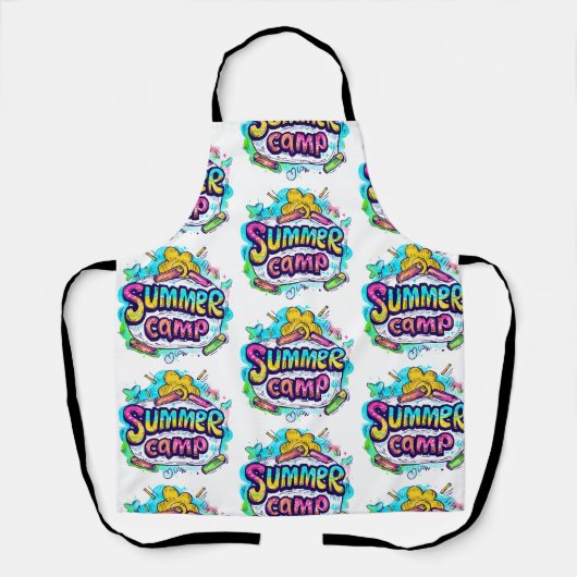 Zomerkamp - Kleurrijk zomerkamp Schort (Voorkant)
