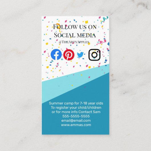 zomerkamp met cheerleo visitekaartje (Achterkant)