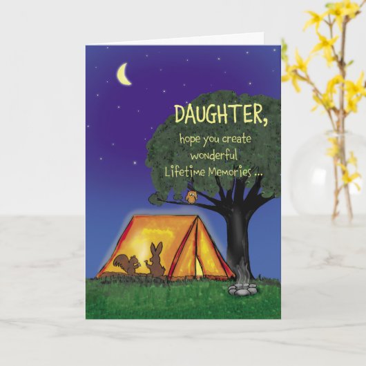 Zomerkamp - Miss You - Dochter Kaart (Gele Bloem)