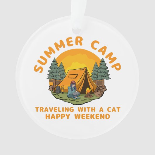 Zomerkamp reizen met een kat ornament (voorkant)
