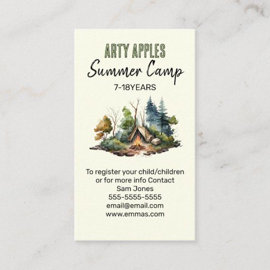 Zomerkamp Visitekaartje - Woodland Design (Voorkant)