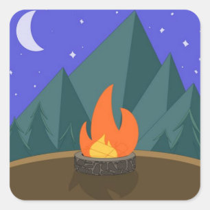 Zomerkampvuur Vierkante Sticker